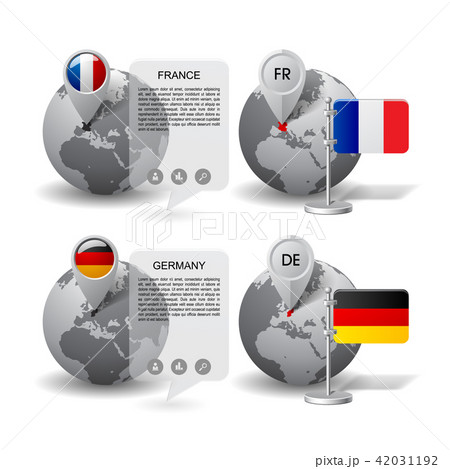 Globes with Map flags of Germany and France 42031192