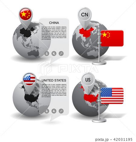 Globes with Map flags of China and United State 42031195