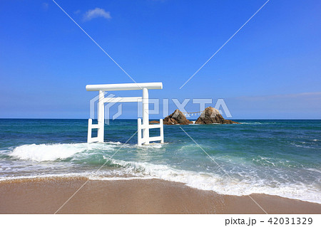 福岡県糸島市志摩桜井 時化の二見ヶ浦夫婦岩_改修後2018年撮影 福岡県糸島市志摩桜井 時化の二見ヶ浦夫婦岩_改修後2018年撮影 42031329