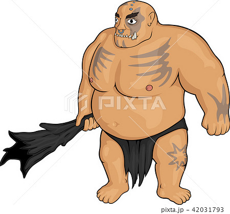 Cartoon strong Ogre with wooden club 42031793