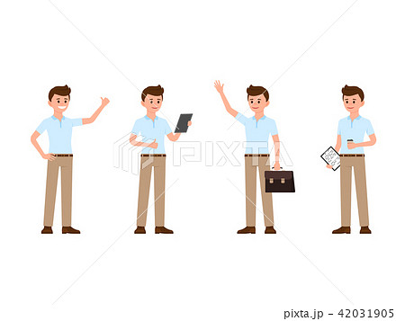 Office man thumbs up, reading, waving, standing 42031905