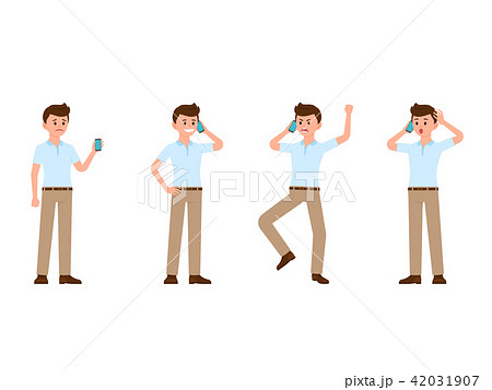 Business man using smartphone cartoon character 42031907