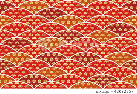 シームレスな和柄パターン「松竹梅」 42032557