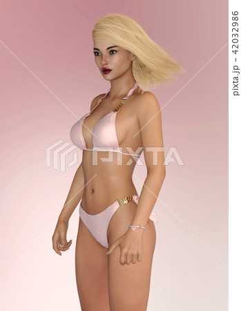 Fashionable blonde woman in bikini 42032986
