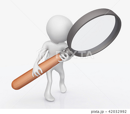 3D figure with magnifying glass 42032992