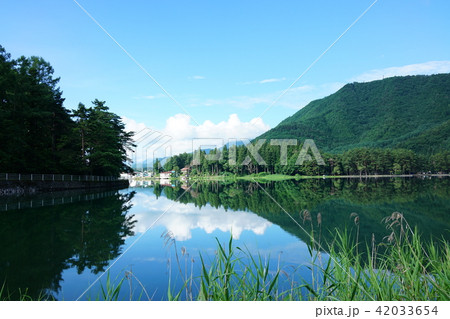 早朝の木崎湖 水鏡 7月 大町市 早朝の木崎湖 水鏡 7月 大町市 42033654
