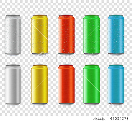 Set of multicolored metal cans for beverage 42034273