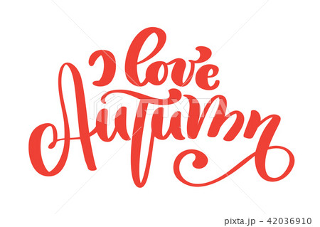 I love autumn hand lettering phrase on orange Vector Illustration t-shirt or postcard print design I love autumn hand lettering phrase on orange Vector Illustration t-shirt or postcard print design 42036910