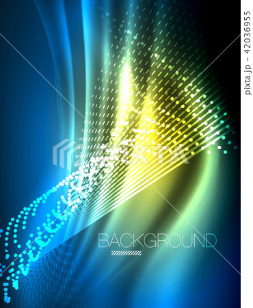 Smooth light effect, straight lines on glowing shiny neon dark background. Energy technology idea Smooth light effect, straight lines on glowing shiny neon dark background. Energy technology idea 42036955