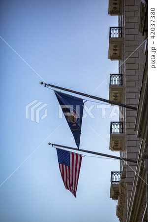 American and Utah State flags on building 42037380