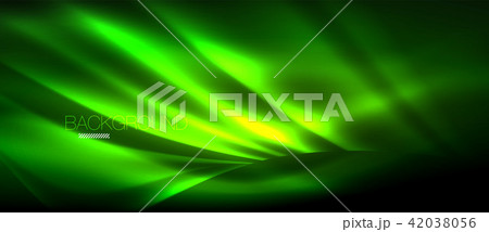 Neon glowing wave, magic energy and light motion background. Wallpaper template, hi-tech future 42038056