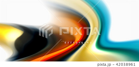 Fluid liquid mixing colors concept on light grey background, curve flow, trendy abstract layout 42038961