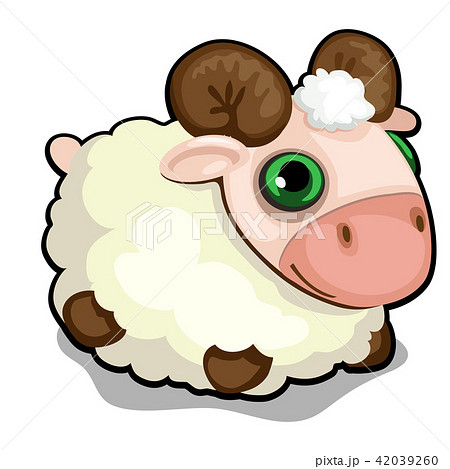 Toy sheep with green eyes isolated on white background. Vector cartoon close-up illustration. Toy sheep with green eyes isolated on white background. Vector cartoon close-up illustration. 42039260