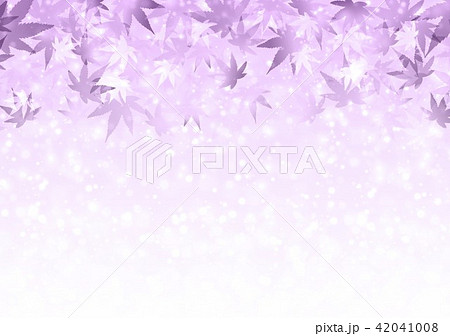 紫色キラキラ背景と紅葉のイラスト素材