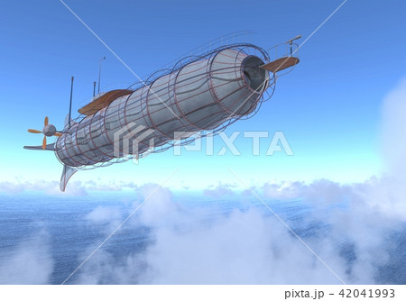 Fantasy Airship Zeppelin Dirigible 3D illustration 42041993