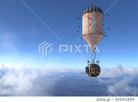 Fantasy Airship Zeppelin Dirigible 3D illustration Fantasy Airship Zeppelin Dirigible 3D illustration 42041994