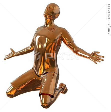 Soccer football player of gold isolated on white 42042114