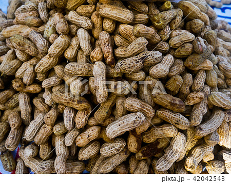 Peanut in a shell texture. food background 42042543