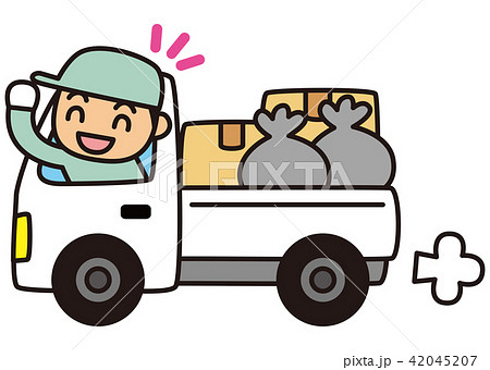 ゴミや荷物を運ぶトラックのイラスト素材 4457