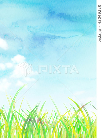背景素材 空 草原 水彩 のイラスト素材 4492