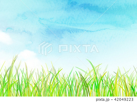 背景素材 空 草原 水彩 のイラスト素材 42049223 Pixta