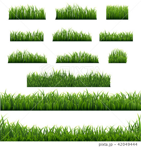Big Set Green Grass Borders Background 42049444