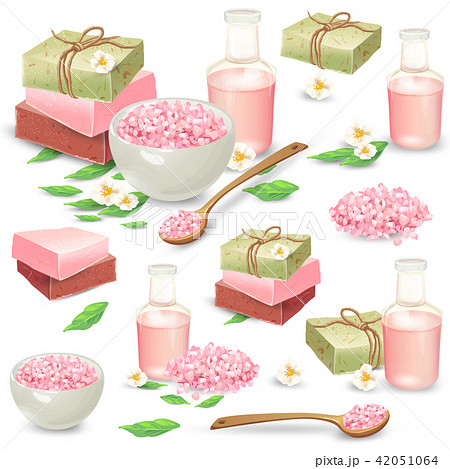 Natural handmade cosmetics for spa set Natural handmade cosmetics for spa set 42051064