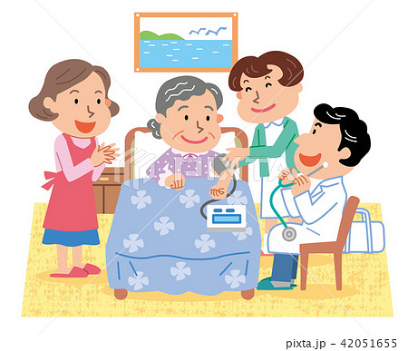 訪問診療 在宅医療 高齢者 イラストのイラスト素材 42051655 Pixta