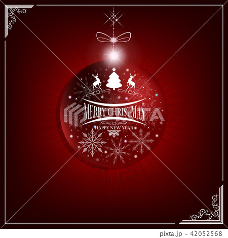 Red Christmas composition with a silhouette of a New Year s ball. Red Christmas composition with a silhouette of a New Year s ball. 42052568