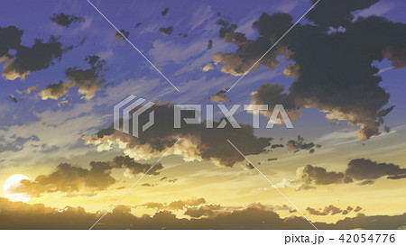 朝日と雲のイラスト素材