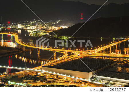 広島県広島市 クレアラインと海田大橋の夜景 広島県広島市 クレアラインと海田大橋の夜景 42055777