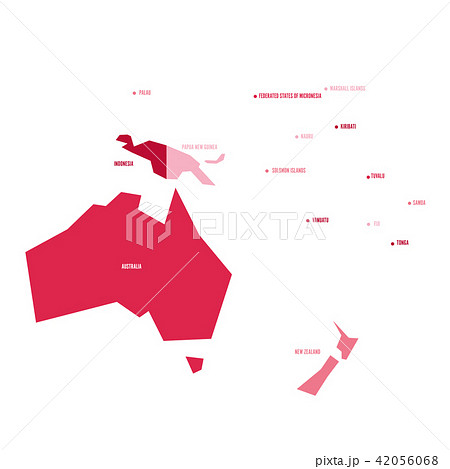 Very simplified infographical political map of Australia and Oceania. Simple geometric vector 42056068