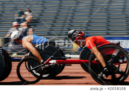 group athletes racer on wheelchair 42058108