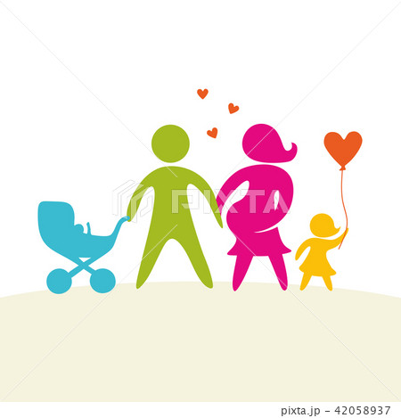 A happy family. Colored figures and silhouettes 42058937