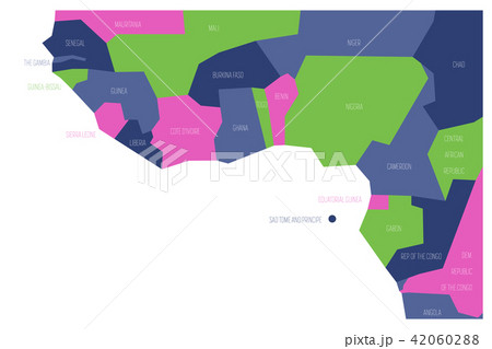 Countries of Guinea Gulf - Western Africa. Simplified and schematic political map. Vector 42060288