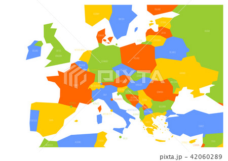 Political map of Central and Southern Europe. Simlified schematic vector map in four color scheme 42060289