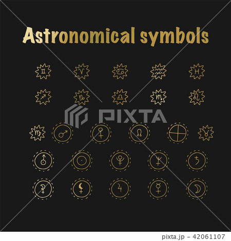 Astrology doodle symbols. Set of astrological graphic design elements. Astrology doodle symbols. Set of astrological graphic design elements. 42061107