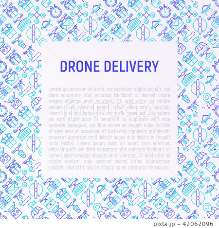 Drone delivery concept with thin line icons 42062096