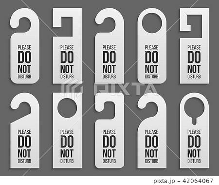 Creative vector illustration of realistic plastic paper door handle lock hangers set isolated on 42064067