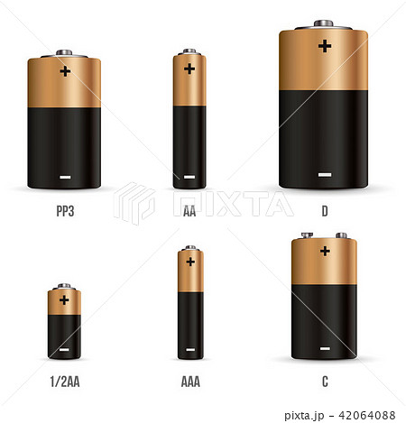 Creative vector illustration of realistic alkaline battery set with diffrent size isolated on Creative vector illustration of realistic alkaline battery set with diffrent size isolated on 42064088
