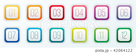Creative vector illustration of number bullet points set 1 to 12 isolated on transparent background Creative vector illustration of number bullet points set 1 to 12 isolated on transparent background 42064122