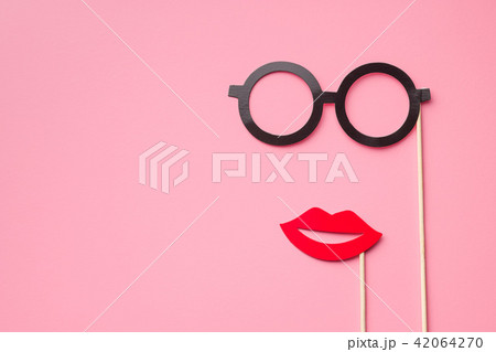 Fake paper glasses and lips. 42064270