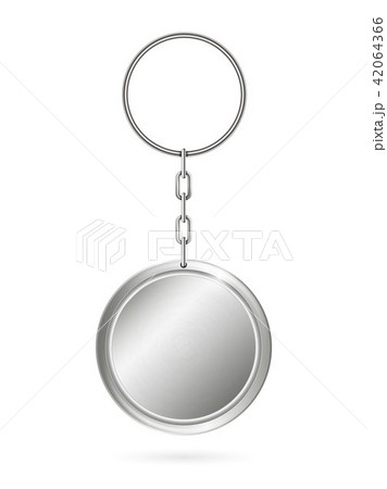 Creative vector illustration of metal keychains for key set isolated on transparent background. Art 42064366