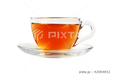 Transparent glass cup of black tea isolated 42064652
