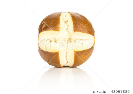 Fresh Bavarian bread bun isolated on white 42065886