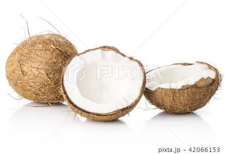 Fresh brown coconut isolated on white Fresh brown coconut isolated on white 42066153