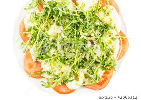 Fresh caprese salad isolated on white 42066312