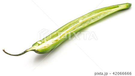 Fresh sliced chilli pepper isolated on white Fresh sliced chilli pepper isolated on white 42066666