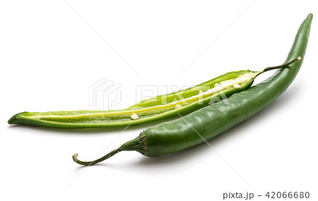 Fresh sliced chilli pepper isolated on white Fresh sliced chilli pepper isolated on white 42066680