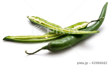 Fresh sliced chilli pepper isolated on white 42066682